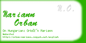 mariann orban business card